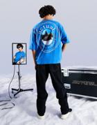 Asos Actual Oversized T-shirt With Logo And Graphic Front And Back Prints In Blue-blues
