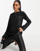 Asos Design Long Sleeve Longline Top In Black