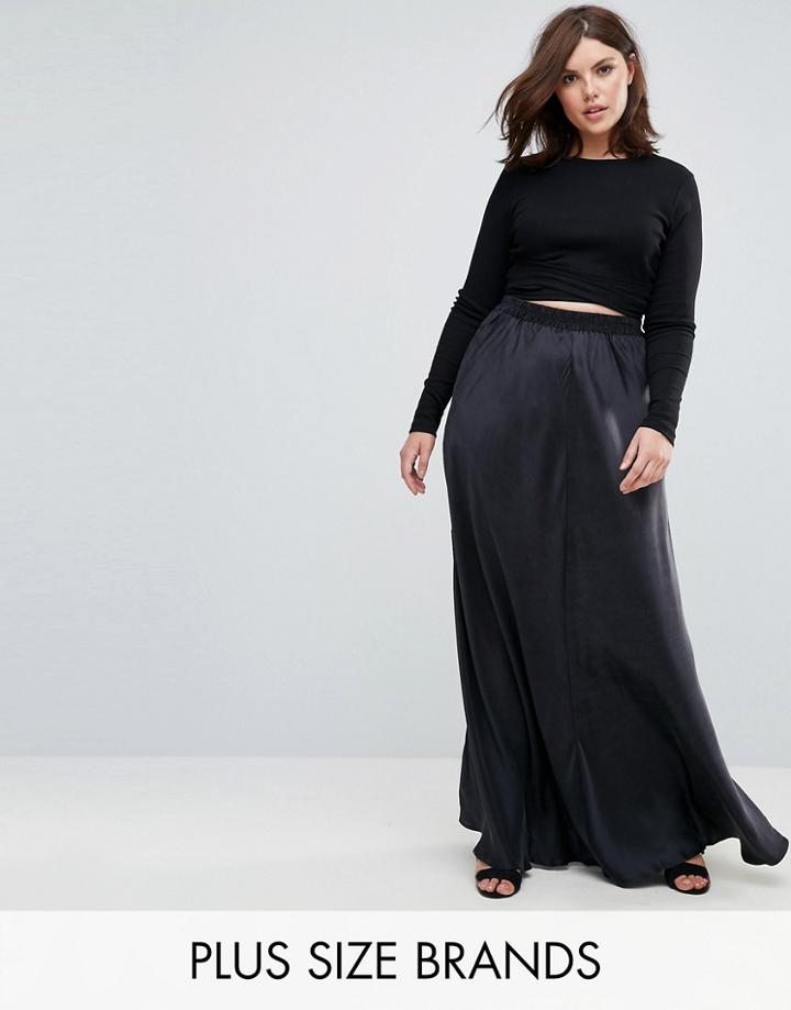 Elvi Midnight Navy Bias Cut Maxi Skirt - Navy