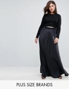 Elvi Midnight Navy Bias Cut Maxi Skirt - Navy