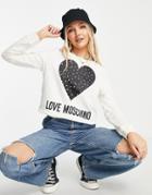 Love Moschino Mini Heart Logo Sweatshirt In White