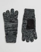 Esprit Knitted Gloves In Salt & Pepper - Black