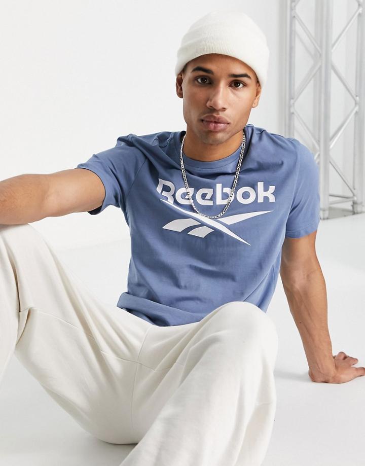 Reebok Identity T-shirt With Large Logo In Light Blue-blues