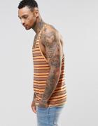 Asos Vest With Extreme Racer Back And Retro Stripe - Camel
