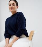 Asos White Curve 100% Cashmere Sweater With Crew Neck - Navy