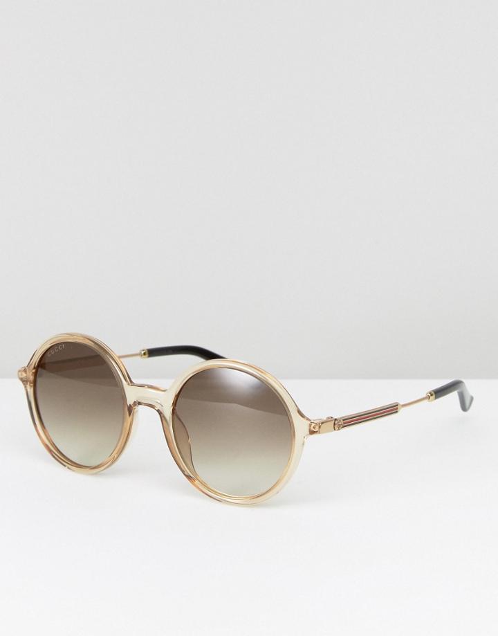 Gucci Round Sunglasses With Clear Frame - Beige