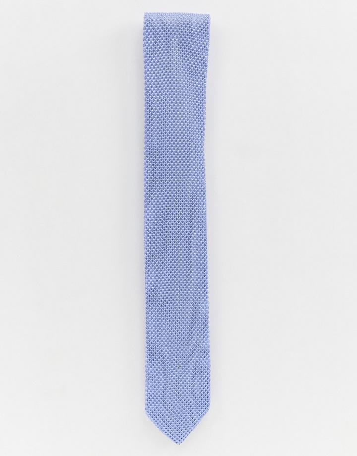 Twisted Tailor Knitted Tie In Light Blue - Blue
