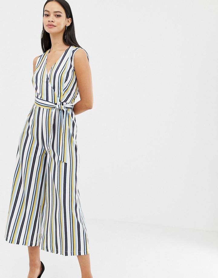 Unique21 Belted Striped Jumpsuit-multi