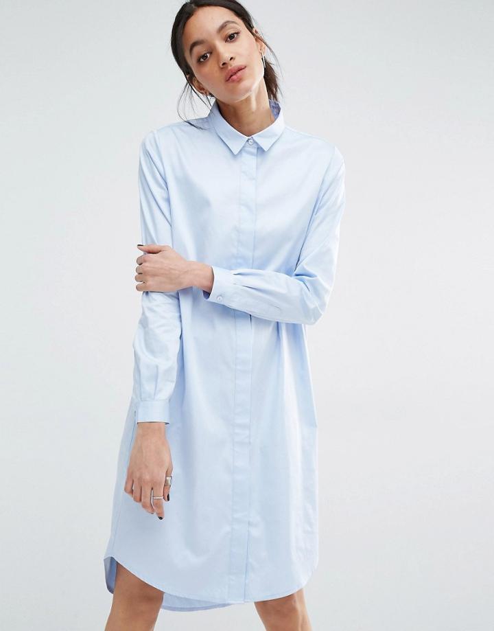Just Female Gents Shirt Dress - Blue