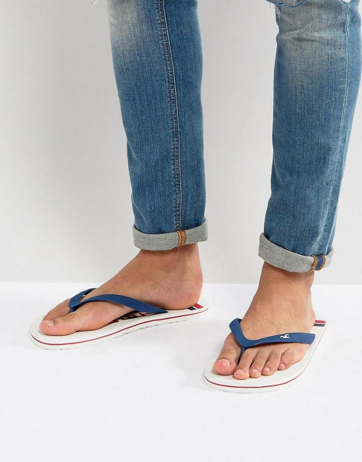 Hollister Flip Flops Don't Even Trip Print In White - White