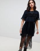 Anna Sui Chasing Hearts Mesh Oversized Top - Black