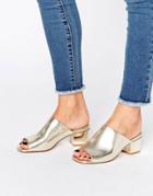 Asos Hugo Block Heeled Mules - Gold