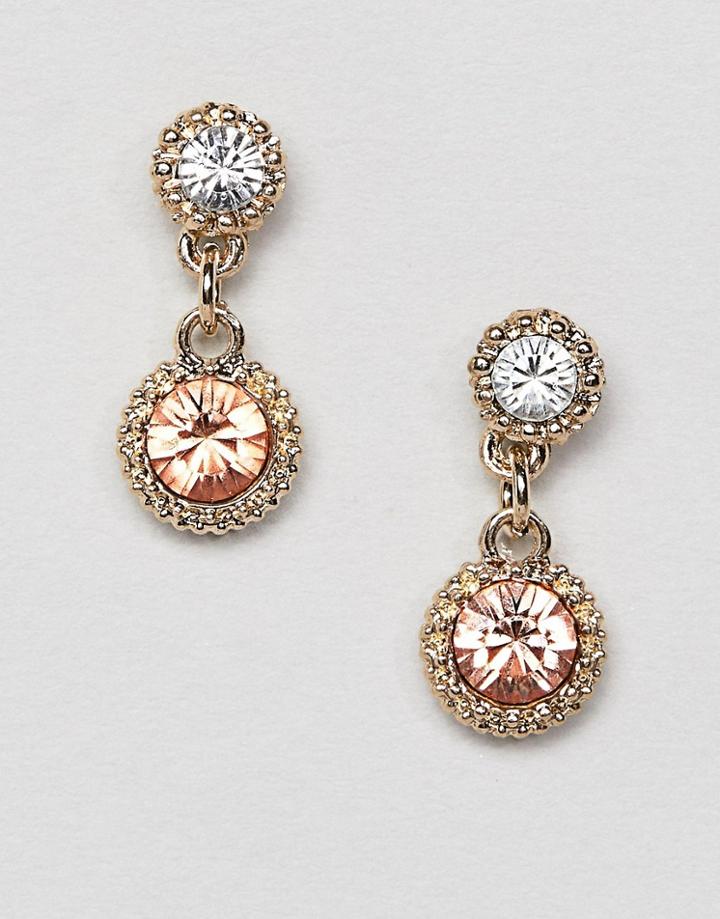 Asos Design Stud Earrings With Tiny Crystal Drop In Gold - Gold