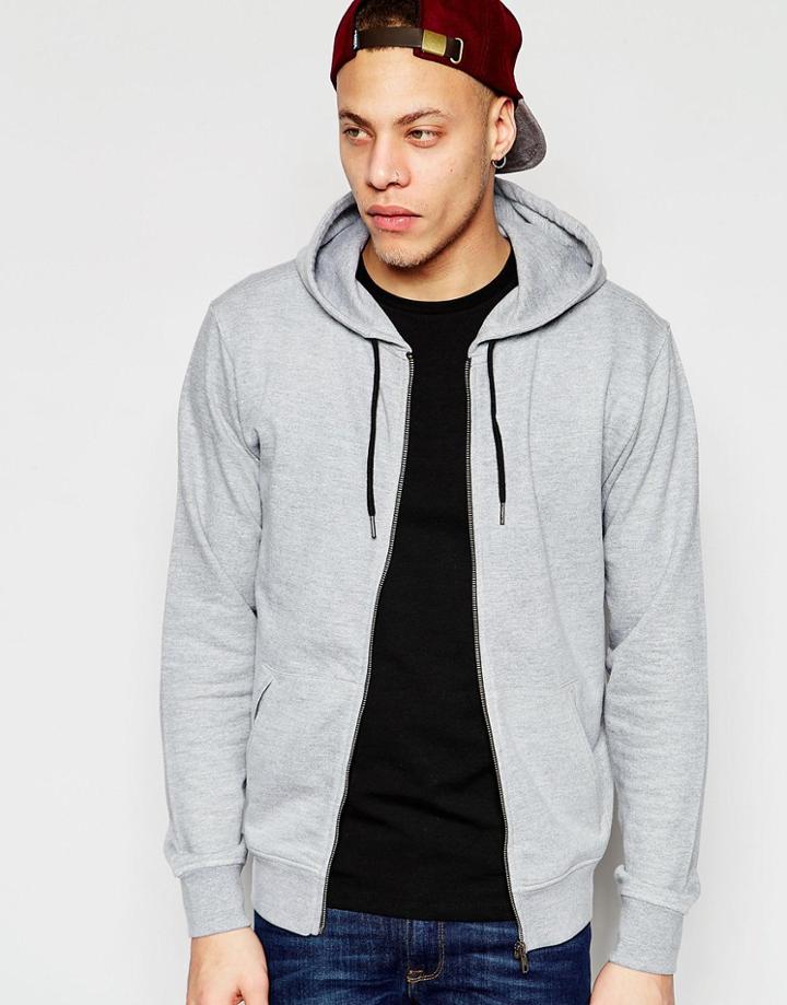 D-struct Marl Zip Thru Hoodie - Gray