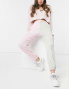 Love & Other Things Color Block Sweatpants In Pink & Gray-multi