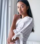 Miss Selfridge Petite Burnout Tie Detail T-shirt In White
