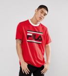 Fila Black Line Mesh T-shirt With Large Logo - Red