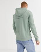 Asos Design Hoodie With Authentic Text Back Print In Green