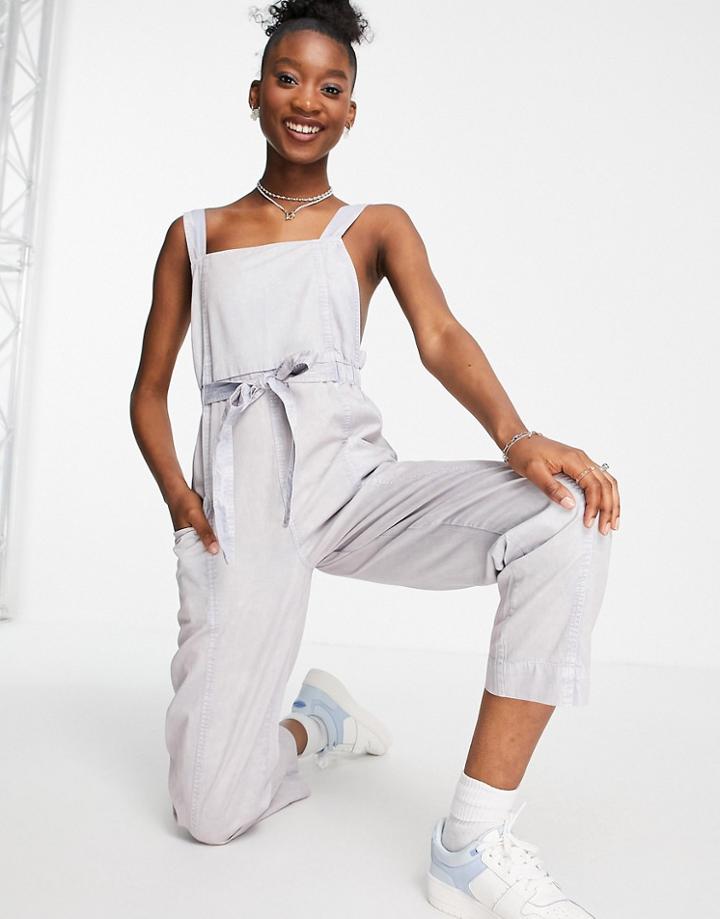 Asos Design Acid Wash Overall Jumpsuit-blues