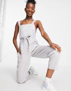 Asos Design Acid Wash Overall Jumpsuit-blues