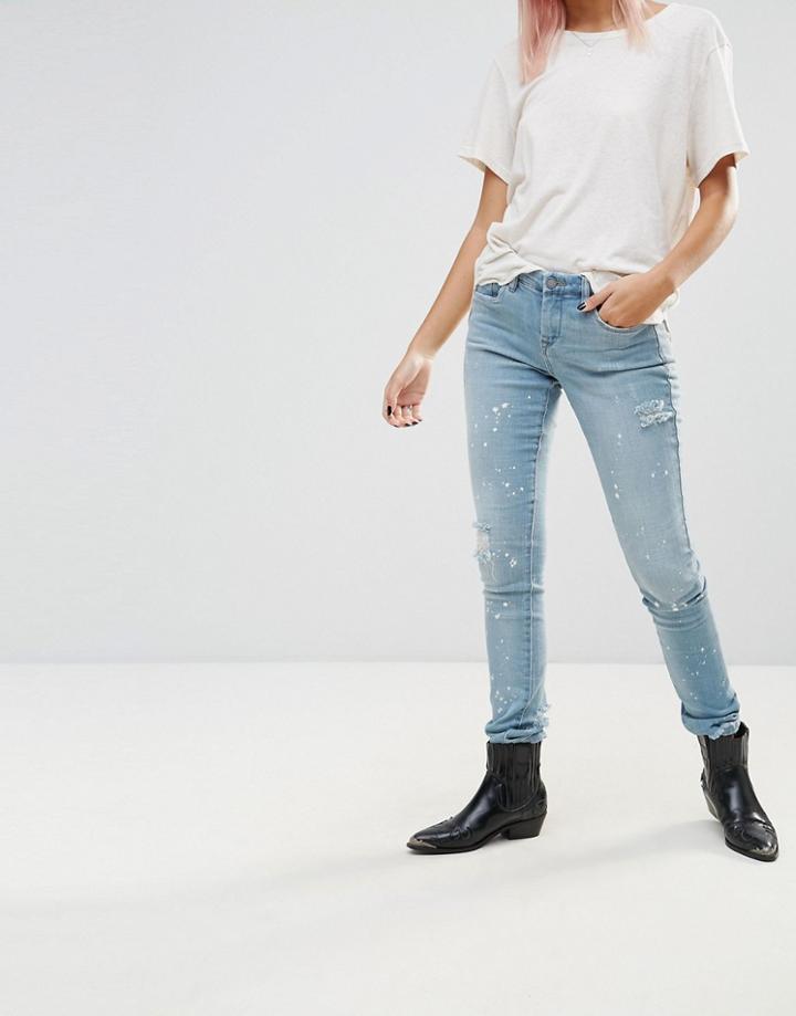 Blank Nyc Silent Shout Paint Splash Skinny Jeans - Blue