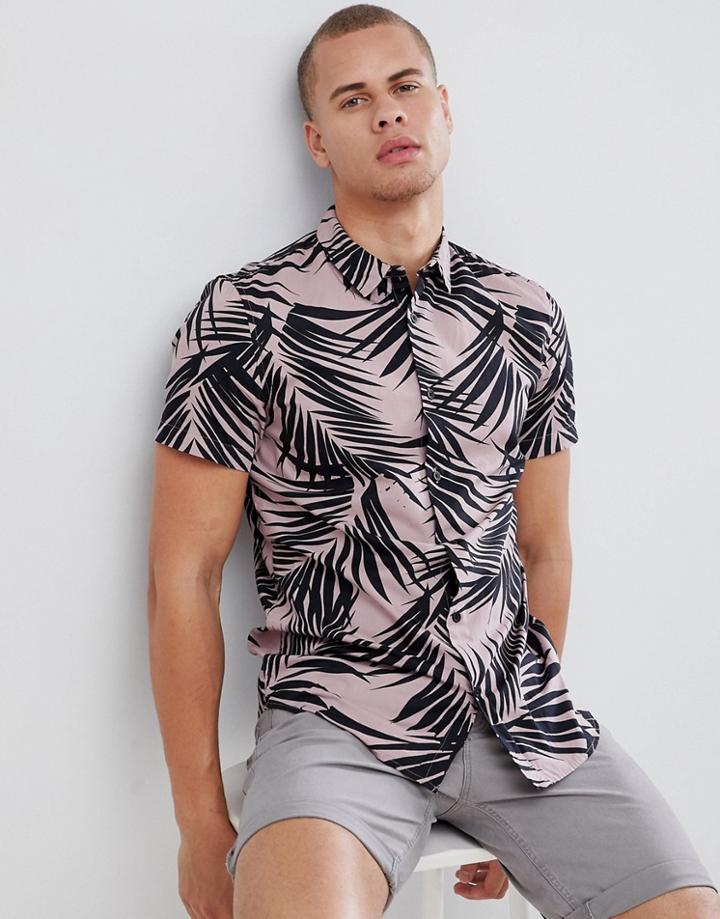 New Look Shirt With Fern Print In Pink - Pink
