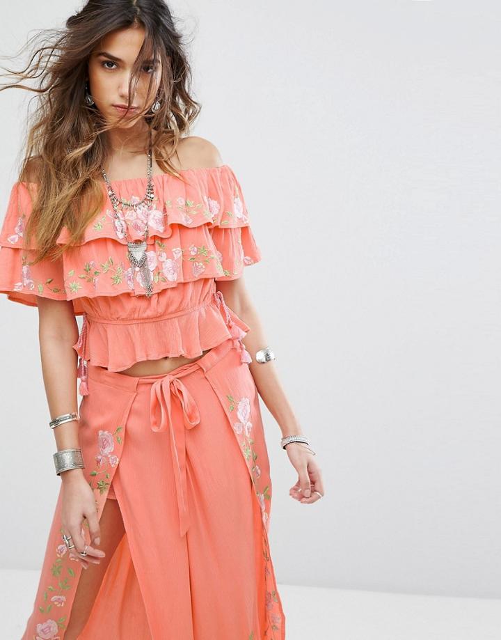 Rahi Cali Rosy Off Shoulder Top - Orange