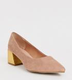 New Look Faux Suede Heeled Shoes In Pink