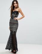 Lipsy Lace Fishtail Maxi Dress - Black