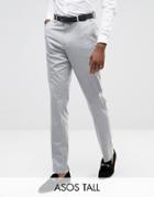 Asos Tall Slim Smart Pants In Gray - Gray