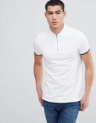 Asos Design Standard Polo With Zip And Tipping - Multi