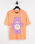 Asos Design Care Bears Oversized T-shirt With Licence In Coral-orange