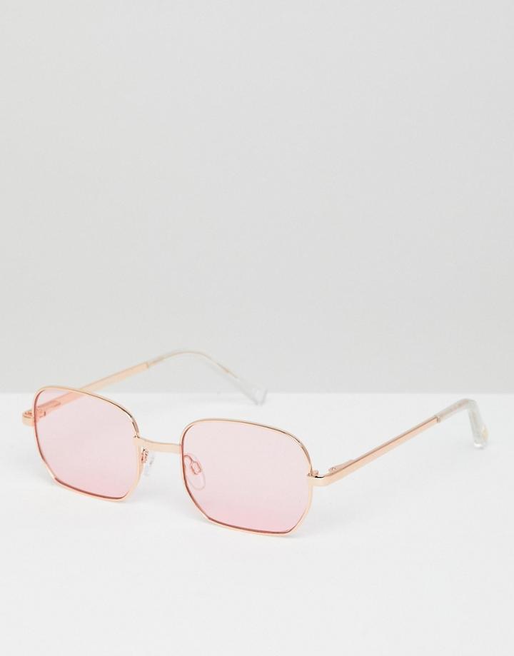 Le Specs The Flash Square Sunglasses In Rose Gold - Gold