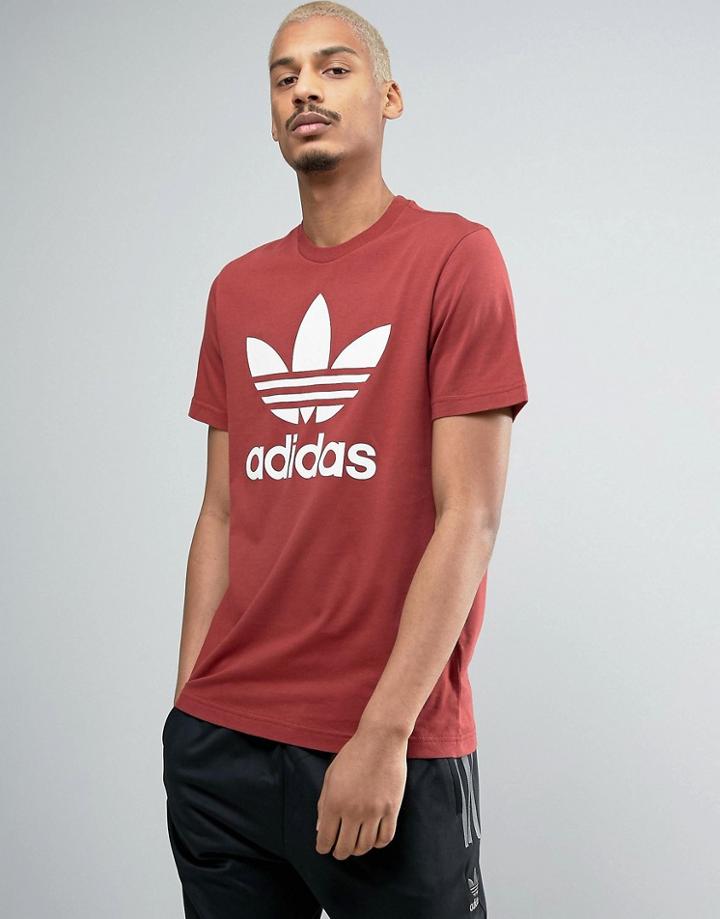 Adidas Originals Trefoil T-shirt In Red Bq5395 - Red