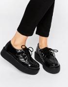 T.u.k. Viva Lace Up Leather Creeper Flat Shoes - Black