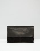 Asos Leather Flap Clutch Bag - Black