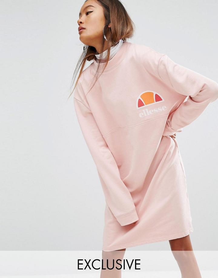 Ellesse Relaxed High Neck Sweat Dress - Pink