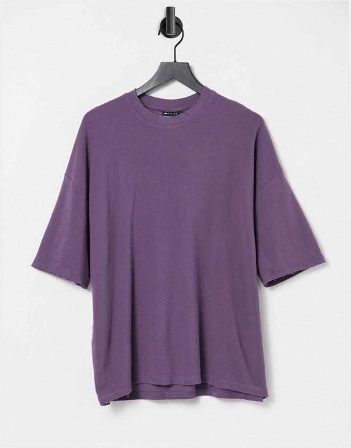 Asos Design Oversized Waffle T-shirt In Purple