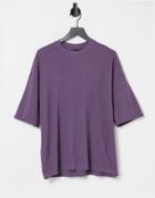 Asos Design Oversized Waffle T-shirt In Purple