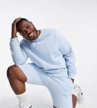 Threadbare Plus Coordinating Crew Neck Sweatshirt In Blue-blues