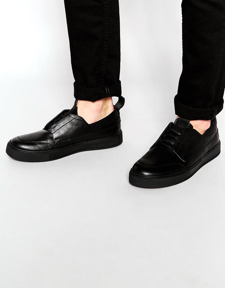 Dark Future Lace Up Sneakers With Front And Back Pull - Black