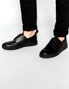 Dark Future Lace Up Sneakers With Front And Back Pull - Black