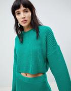 Asos Design Two-piece Cropped Oversized Sweater In Rib - Green