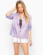 Brave Soul Lightweight Hooded Zip Front Jacket - Pale Blue