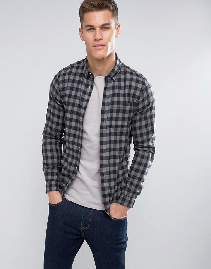 Jack & Jones Flannel Check Shirt - Gray