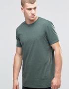 Asos Longline T-shirt With Crew Neck In Green Marl - Racing Green Marl