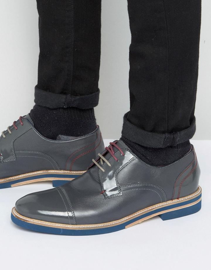 Ted Baker Braythe 2 Derby Shoes In Gray Leather - Gray
