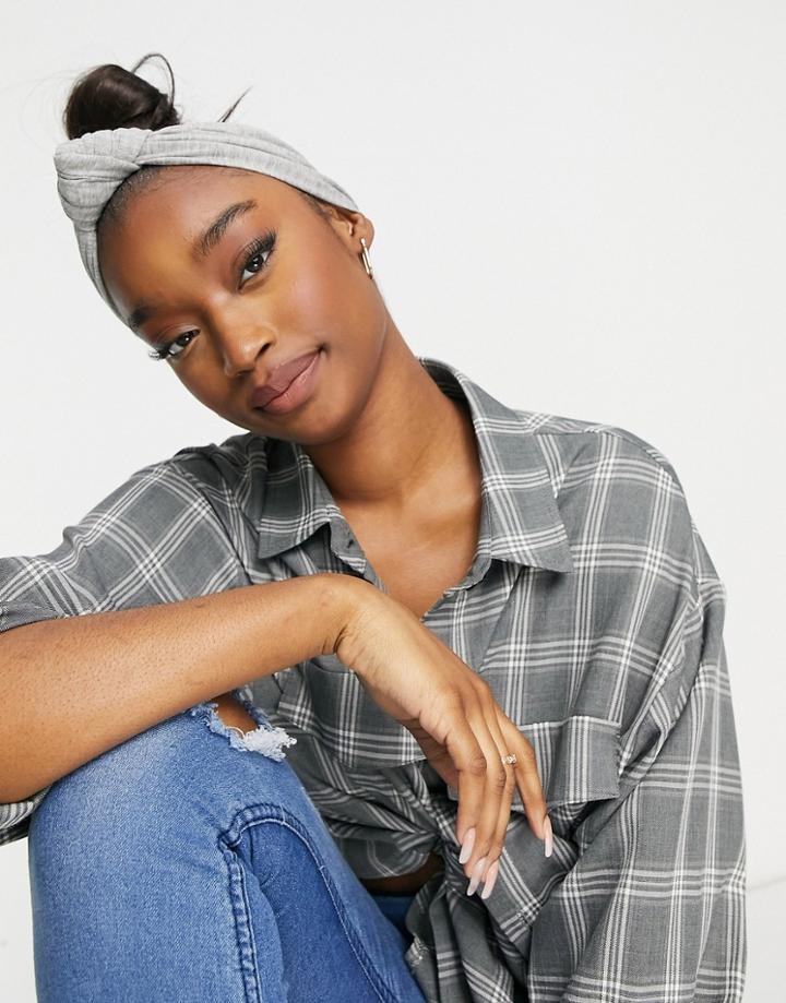 Kaz Bands Headband With Twist Knot In Gray Jersey-grey