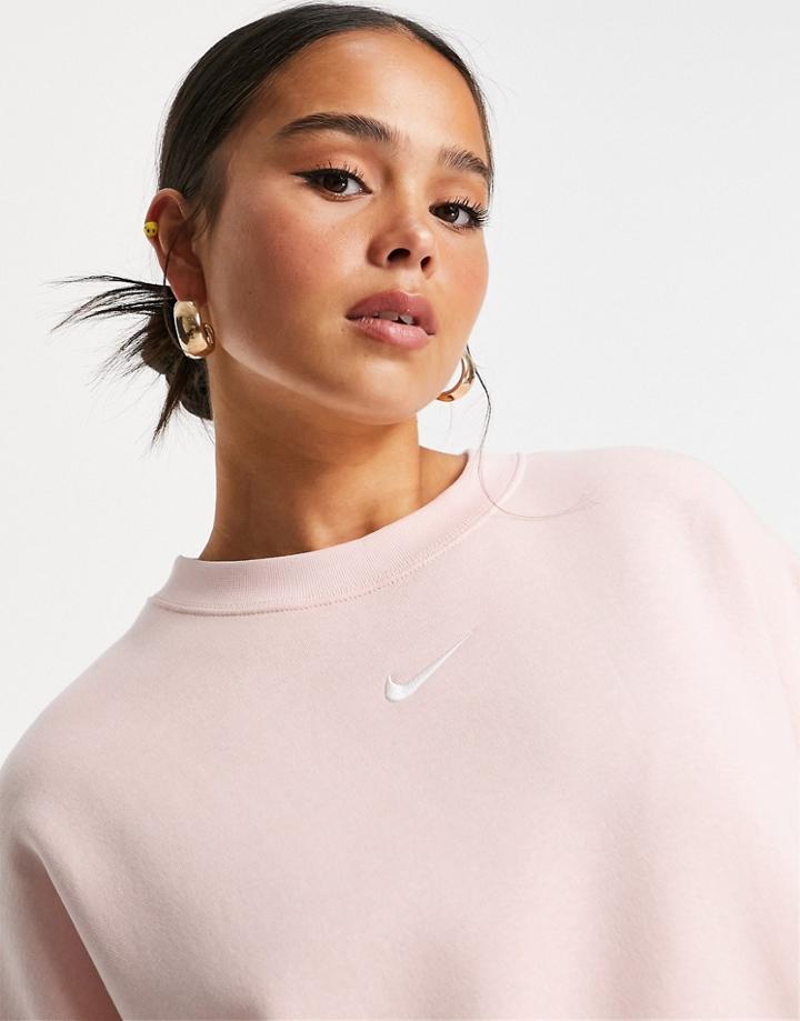 Nike Trend Fleece Cropped Crew Neck Sweat In Pale Pink