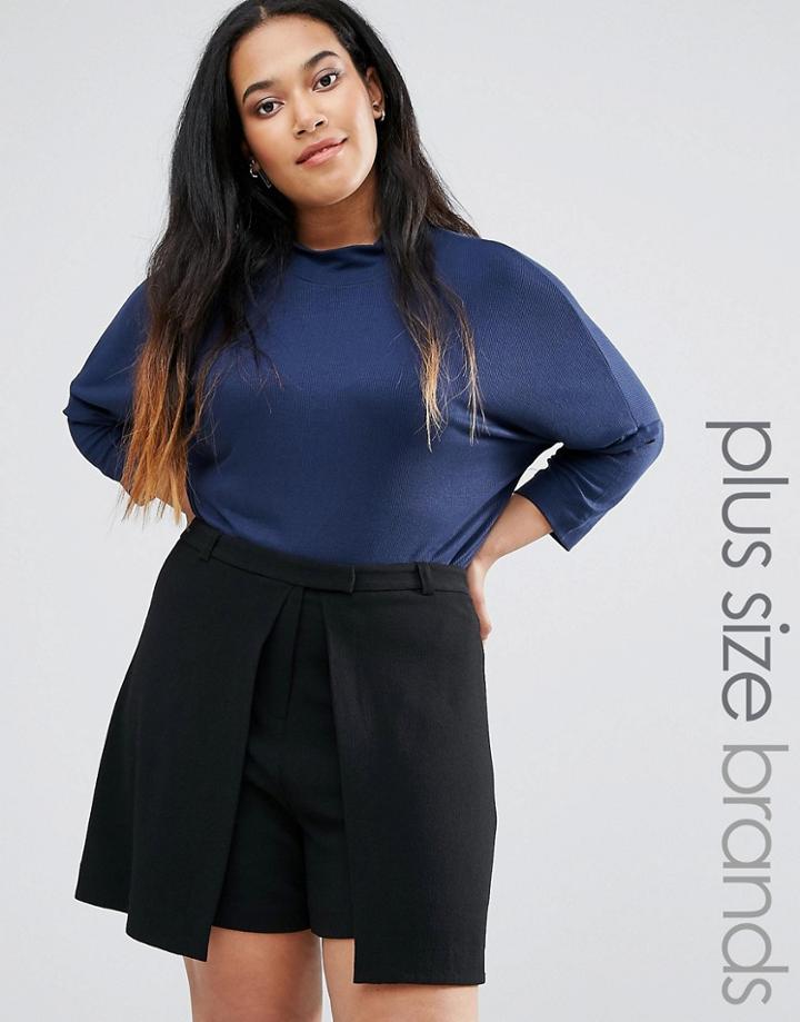 Junarose Ikka Top With High Neck - Navy